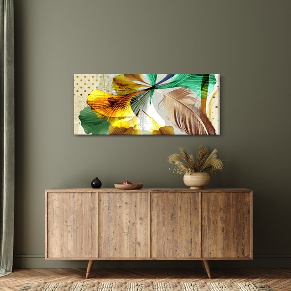 Kép - Levelek tollal (120x50 cm)