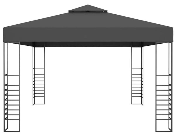 Antracitszürke pavilon LED fényfüzérrel 3 x 4 m