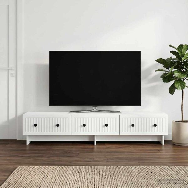 TV szekrény fiókkal Fehér 147 x 34,5 x 30 cm Szerelt Fa