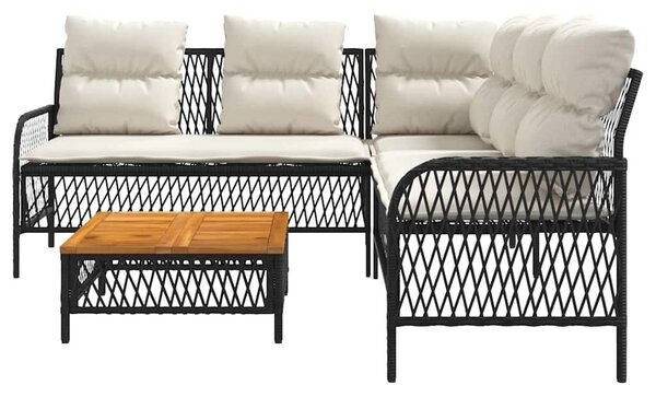 2 részes fekete polyrattan kerti ülőgarnitúra párnával