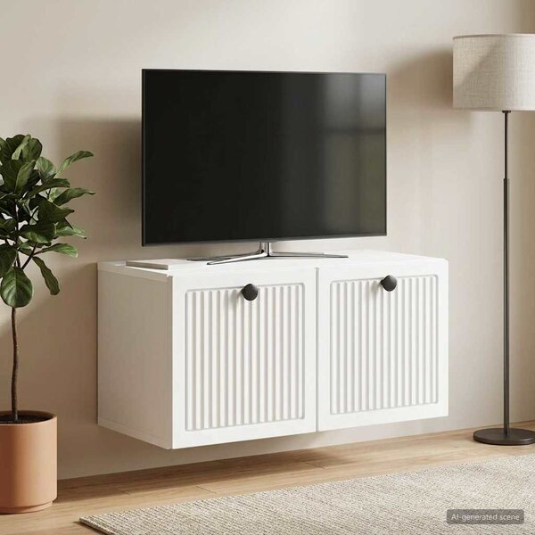 Fali TV szekrény Fehér 59,5 x 31 x 30 cm Szerelt Fa