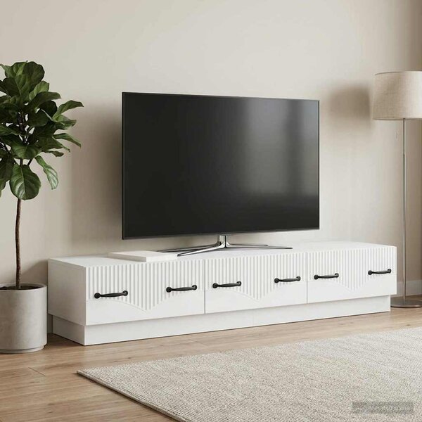 TV szekrény fiókkal Fehér 147 x 34,5 x 27 cm Szerelt Fa