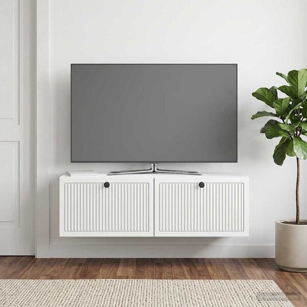 Fali TV szekrény Fehér 98 x 31 x 30 cm Szerelt Fa