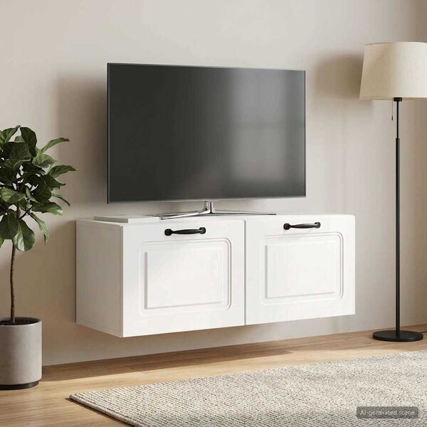 Fali TV szekrény Magasfényű Fehér 78,5 x 31 x 30 cm Szerelt Fa