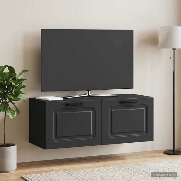 Fali TV szekrény Fekete 78,5 x 31 x 30 cm Szerelt Fa