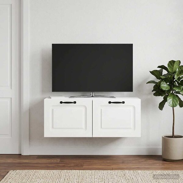 Fali TV szekrény Magasfényű Fehér 78,5 x 31 x 30 cm Szerelt Fa