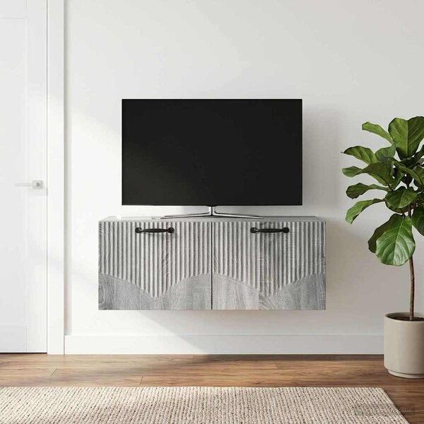 Fali TV szekrény Szürke Sonoma 78,5 x 31 x 30 cm Szerelt Fa