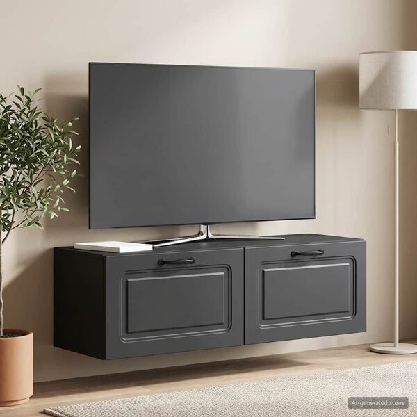 Fali TV szekrény Fekete 98 x 31 x 30 cm Szerelt Fa