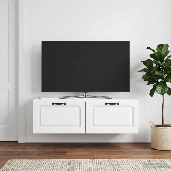 Fali TV szekrény Magasfényű Fehér 98 x 31 x 30 cm Szerelt Fa