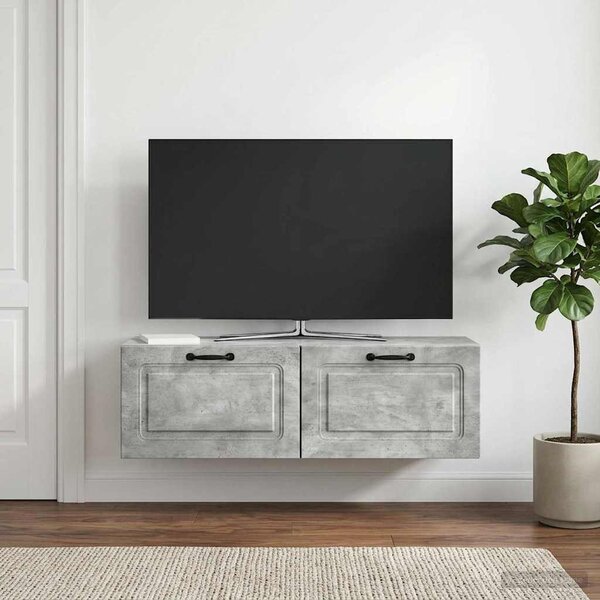 Fali TV szekrény Betonszürke 98 x 31 x 30 cm Szerelt Fa