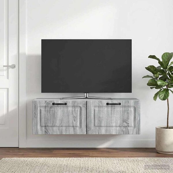 Fali TV szekrény Szürke Sonoma 98 x 31 x 30 cm Szerelt Fa