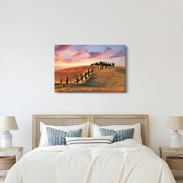 Kép - Ház a dombon, Toszkána, Olaszország (90x60 cm)
