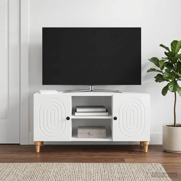 TV szekrény Magasfényű Fehér 102 x 34,5 x 50 cm Szerelt Fa