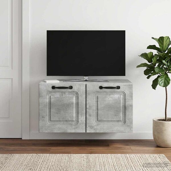 Fali TV szekrény Betonszürke 59,5 x 41 x 30 cm Szerelt Fa