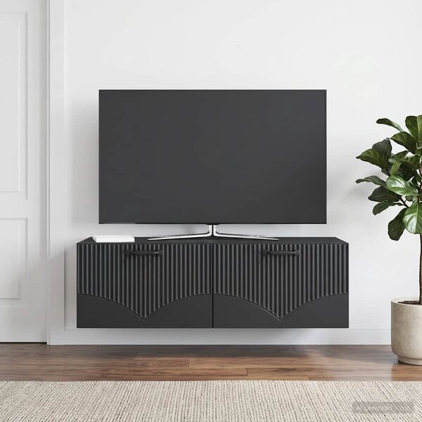 Fali TV szekrény Fekete 98 x 41 x 30 cm Szerelt Fa