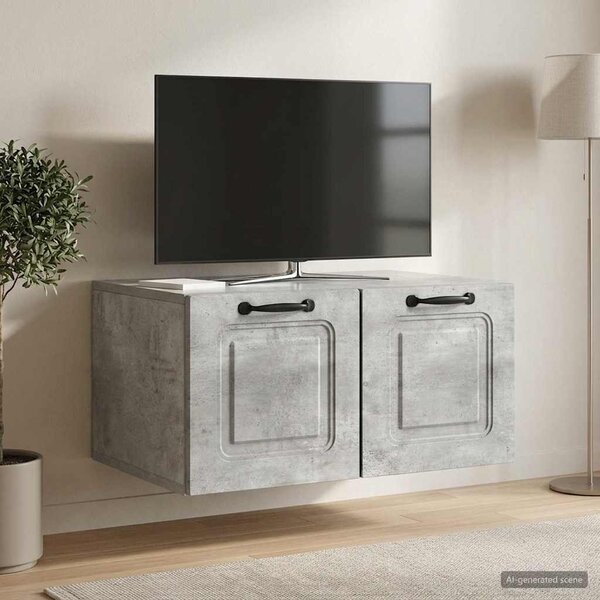 Fali TV szekrény Betonszürke 59,5 x 41 x 30 cm Szerelt Fa