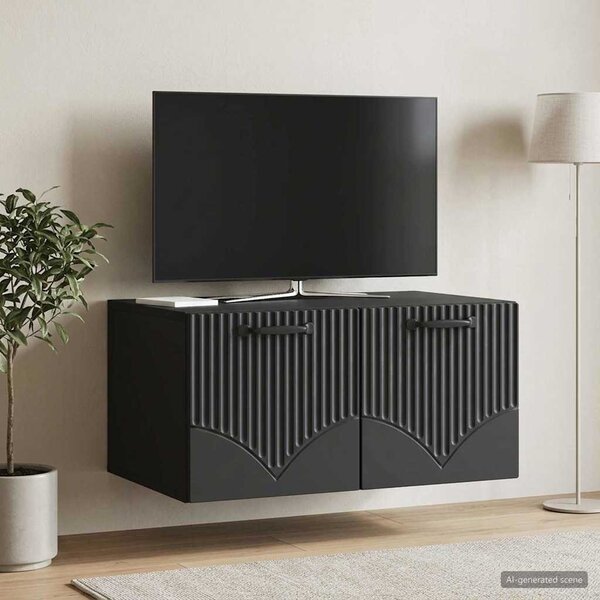Fali TV szekrény Fekete 59,5 x 41 x 30 cm Szerelt Fa