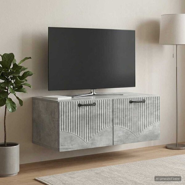Fali TV szekrény Betonszürke 78,5 x 41 x 30 cm Szerelt Fa