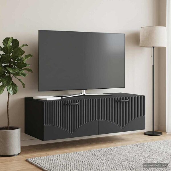 Fali TV szekrény Fekete 98 x 41 x 30 cm Szerelt Fa