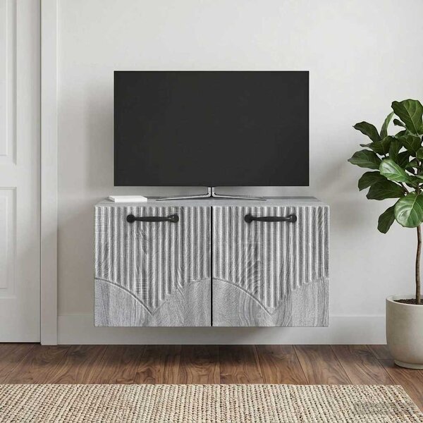 Fali TV szekrény Szürke Sonoma 59,5 x 41 x 30 cm Szerelt Fa