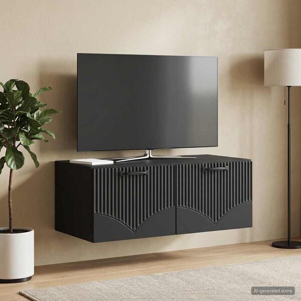 Fali TV szekrény Fekete 78,5 x 41 x 30 cm Szerelt Fa