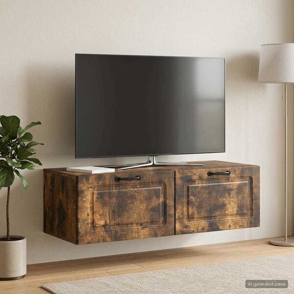 Fali TV szekrény Füstös Tölgy 98 x 41 x 30 cm Szerelt Fa