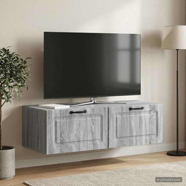 Fali TV szekrény Szürke Sonoma 98 x 41 x 30 cm Szerelt Fa