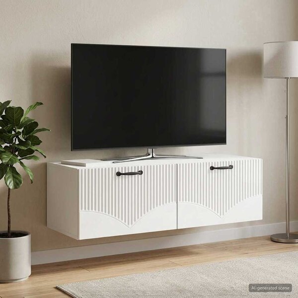 Fali TV szekrény Magasfényű Fehér 98 x 41 x 30 cm Szerelt Fa