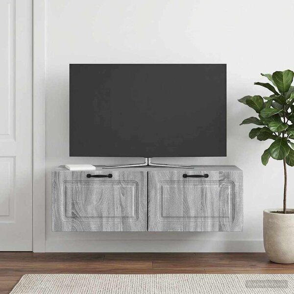 Fali TV szekrény Szürke Sonoma 98 x 41 x 30 cm Szerelt Fa