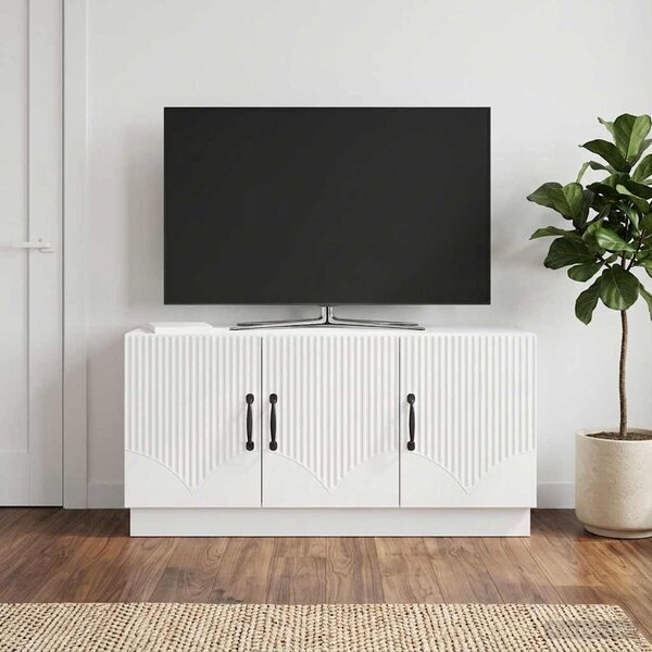 TV szekrény Magasfényű Fehér 99 x 34,5 x 47 cm Szerelt Fa
