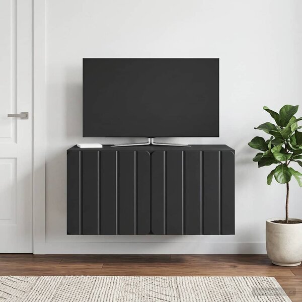 Fali TV szekrény 59,5 x 41 x 30 cm Fekete Szerelt Fa