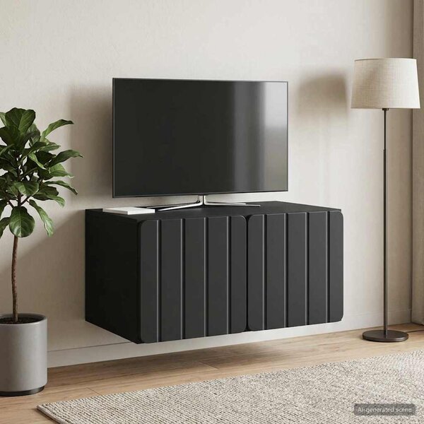 Fali TV szekrény 59,5 x 41 x 30 cm Fekete Szerelt Fa