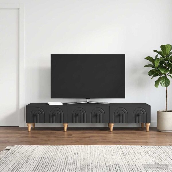 TV szekrény fiókkal Fekete 147 x 34,5 x 30 cm Szerelt Fa
