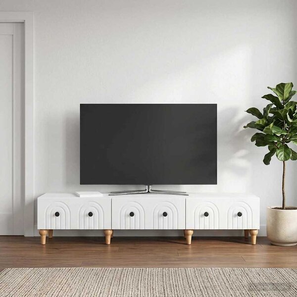 TV szekrény Magasfényű Fehér 147 x 34,5 x 30 cm Szerelt Fa