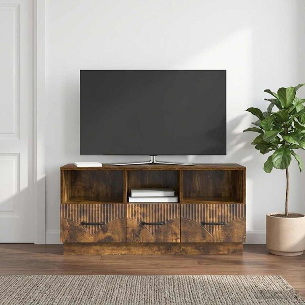 TV szekrény fiókkal Füstös Tölgy 102 x 34,5 x 47 cm Szerelt Fa