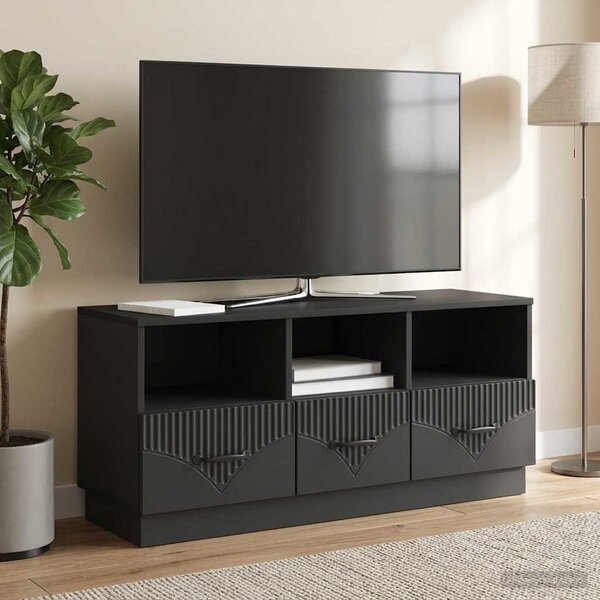 TV szekrény fiókkal Fekete 102 x 34,5 x 47 cm Szerelt Fa