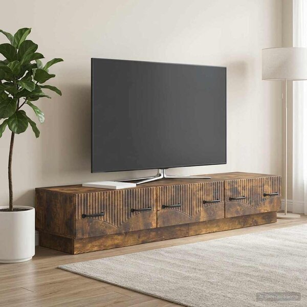 TV szekrény fiókkal Füstös Tölgy 147 x 34,5 x 27 cm Szerelt Fa