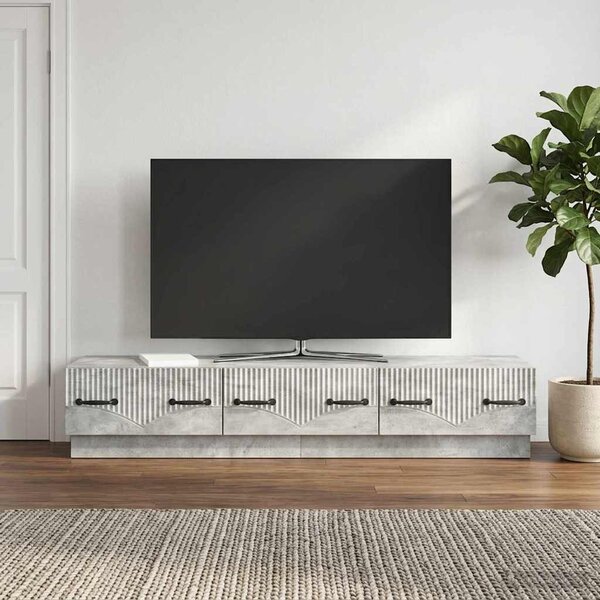 TV szekrény fiókkal Betonszürke 147 x 34,5 x 27 cm Szerelt Fa