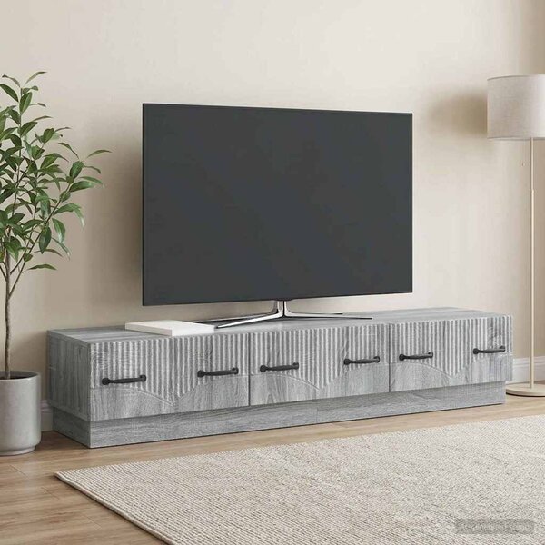 TV szekrény fiókkal Szürke Sonoma 147 x 34,5 x 27 cm Szerelt Fa
