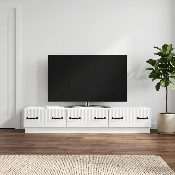 TV szekrény Magasfényű Fehér 147 x 34,5 x 27 cm Szerelt Fa