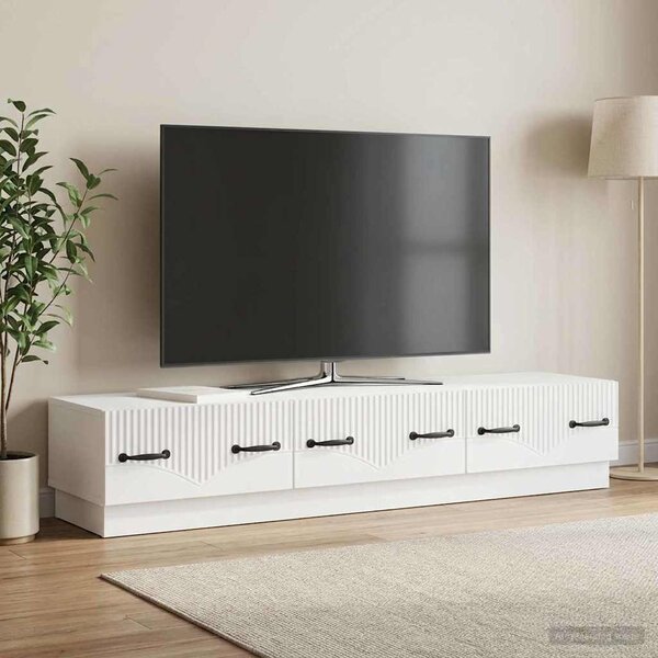 TV szekrény Magasfényű Fehér 147 x 34,5 x 27 cm Szerelt Fa