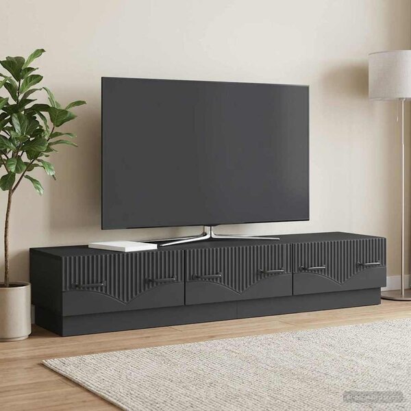 TV szekrény fiókkal Fekete 147 x 34,5 x 27 cm Szerelt Fa