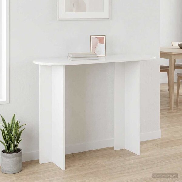 Konzolasztal Magasfényű Fehér 100 x 39,5 x 75 cm Szerelt Fa