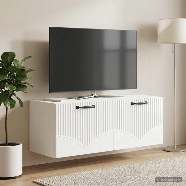 Fali TV szekrény Magasfényű Fehér 78,5 x 31 x 30 cm Szerelt Fa