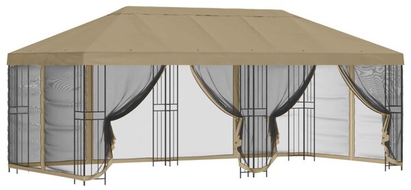Oldalfalas pavilon 6 x 3 m Bézs Poliészter és acél 190 gsm