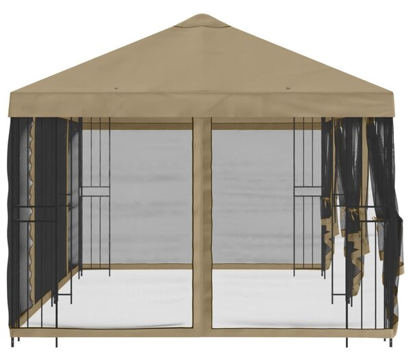 Oldalfalas pavilon 6 x 3 m Bézs Poliészter és acél 190 gsm