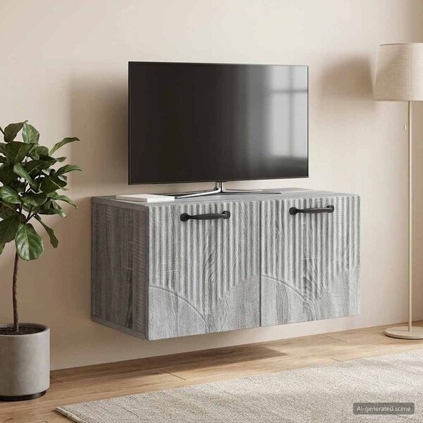 Fali TV szekrény Szürke Sonoma 59,5 x 31 x 30 cm Szerelt Fa