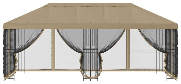 Oldalfalas pavilon 6 x 3 m Bézs Poliészter és acél 190 gsm