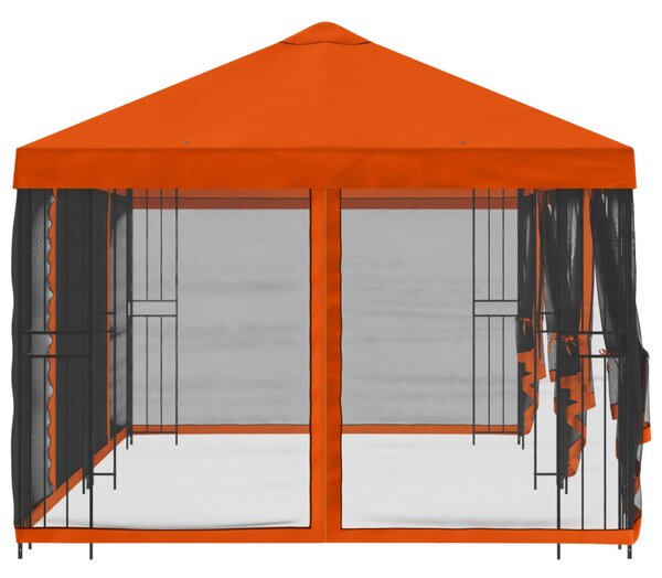 Oldalfalas pavilon 6 x 3 m Narancssárga Poliészter és acél