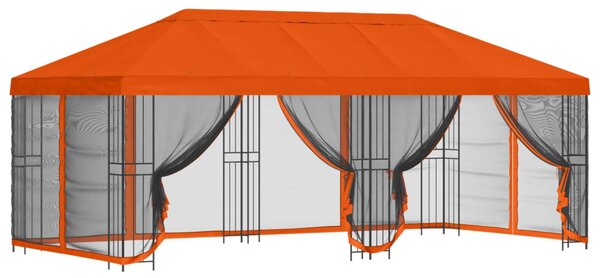 Oldalfalas pavilon 6 x 3 m Narancssárga Poliészter és acél